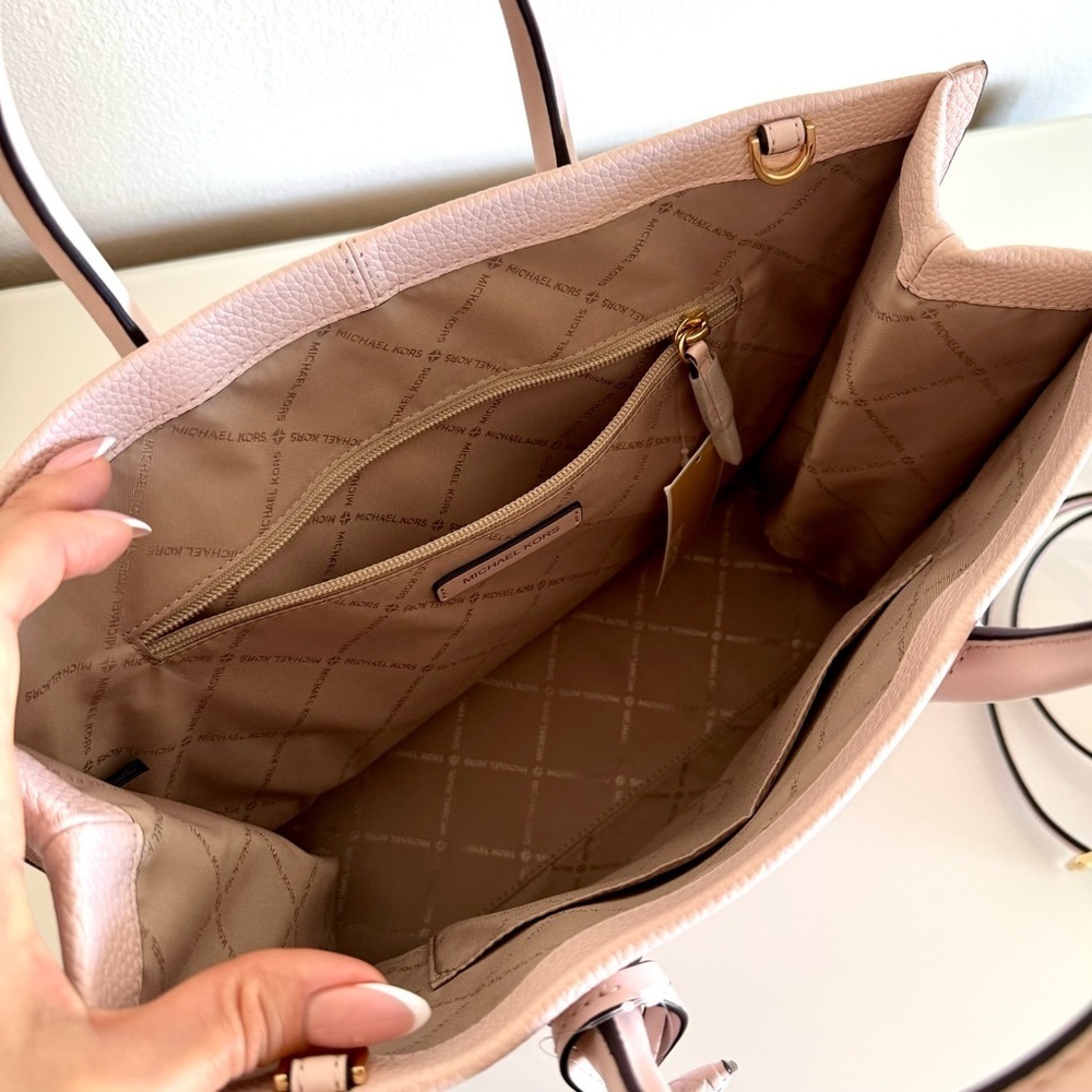 NWT! MICHAEL KORS MIRELLA MEDIUM TOTE LEATHER BAG PINK - Picture 3 of 15
